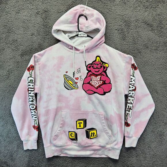 Chinatown Market Smiley Be Mine Hoodie Pullover Women‎ Large Pink Sweatshirt - Picture 1 of 12